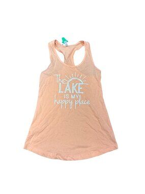 The Lake Is My Happy Place Womens Peach Tank Top
